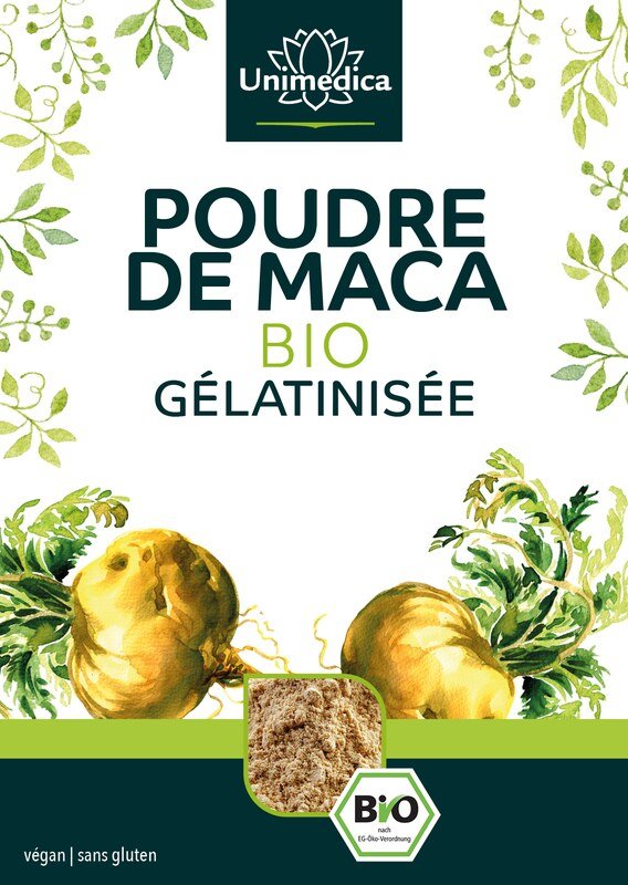 Lot de 2: Poudre de maca BIO - gélatinisée - 2 x 300 g - par Unimedica