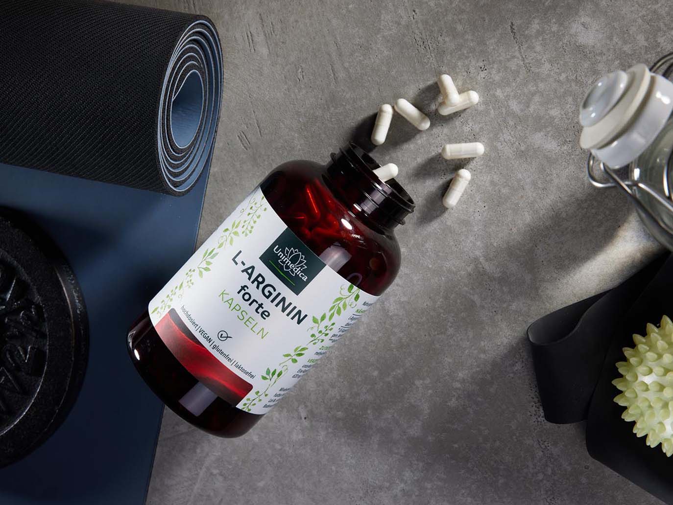 L-arginine forte  3 720 mg par dose journalière (6 gélules)  obtenue par fermentation naturelle  hautement dosée - végane - 365 gélules - par Unimedica