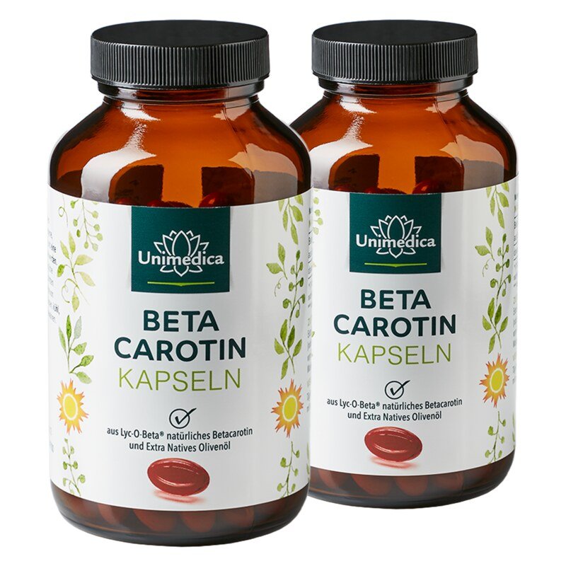 Lot de 2: Bêta-carotène - avec Lyc-O-Beta® - 25 000 UI - 2 x 180 gélules molles - par Unimedica