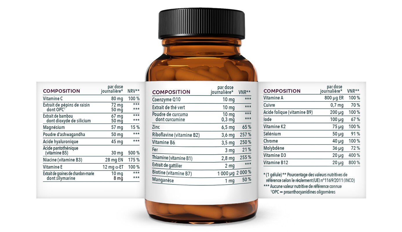 Lot de 2: Femme à partir de 40 ans* - à la coenzyme Q10, à l'acide hyaluronique et aux OPC - 2 x 90 gélules - par Unimedica