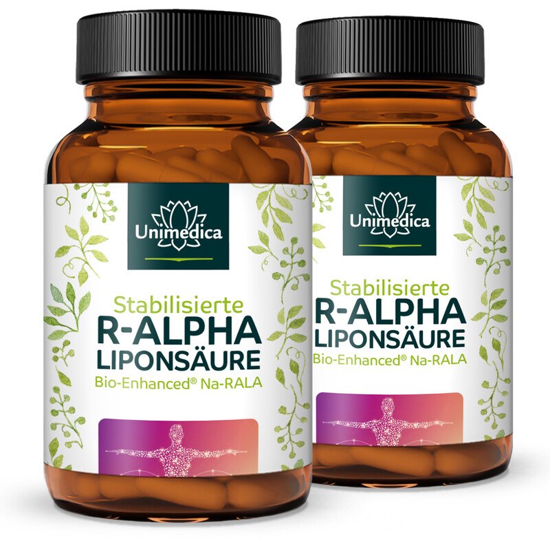 Lot de 2: Acide sodique R-alpha lipoïque - Bio Enhanced® - 240 mg - 2 x 60 gélules - par Unimedica