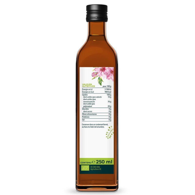 Huile d'amande BIO  entièrement naturelle et pressée à froid - 250 ml - par Unimedica