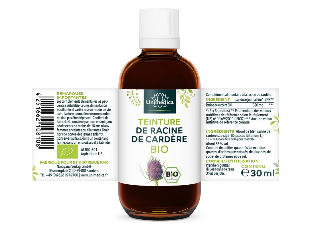 Teinture de racine de cardère BIO  30 ml  par Unimedica