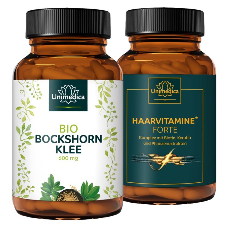 Lot: Pack Vitamines pour cheveux - Vitamines pour cheveux forte - 180 gélules ET fenugrec Bio - 2 400 mg par dose journalière - forte concentration - 180 gélules - par Unimedica