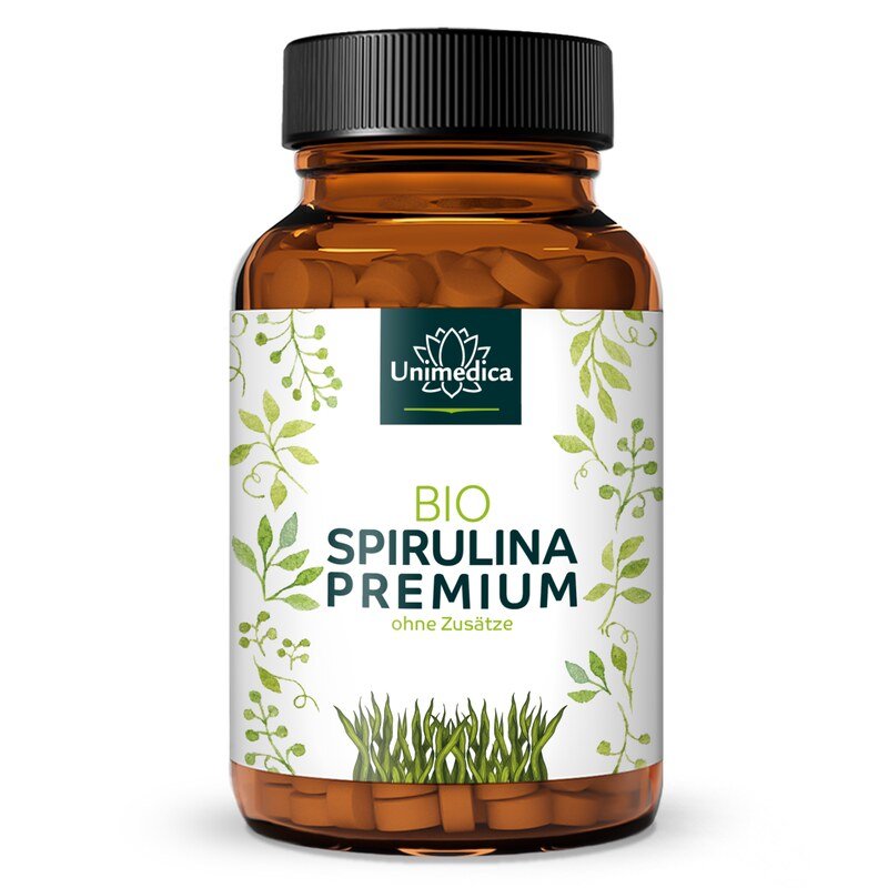 Spiruline BIO - 6000 mg par dose quotidienne ( 3 x 4 comprimés) - 500 comprimés - par Unimedica