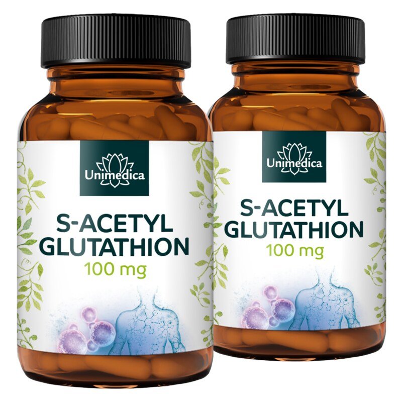 Lot de 2: S-acétyl glutathion - forme stable de glutathion - 100 mg par dose journalière (1 capsule)- 2 x 60 gélules - par Unimedica
