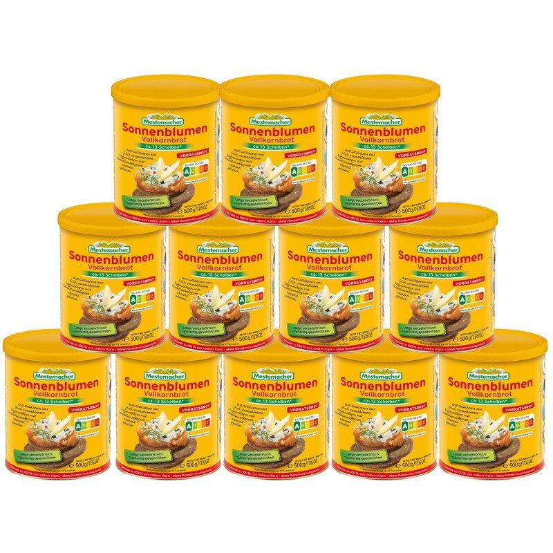 Sonnenblumen Vollkornbrot 12 x 500 g Dosen von Mestemacher