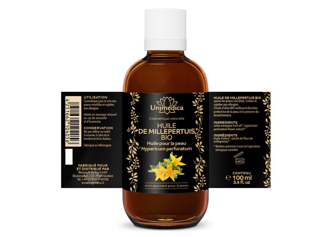 Huile de millepertuis bio pour la peau - 100 ml - par Unimedica