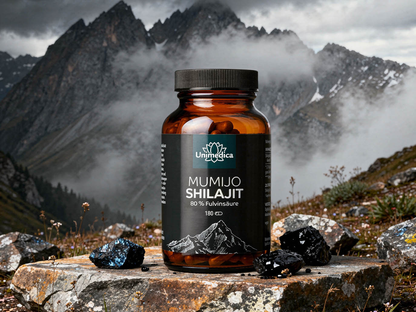 Mumijo Shilajit avec 80 % d'acide fulvique - 180 gélules - par Unimedica