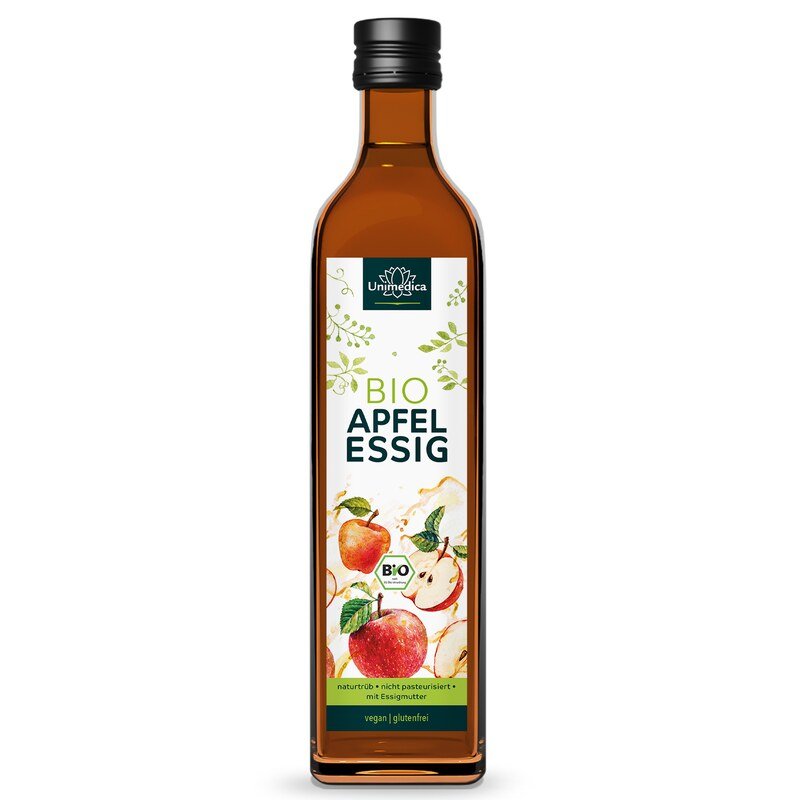 Vinaigre de cidre BIO - avec de la mère de vinaigre - non pasteurisé  naturellement trouble  1 000 g - par Unimedica