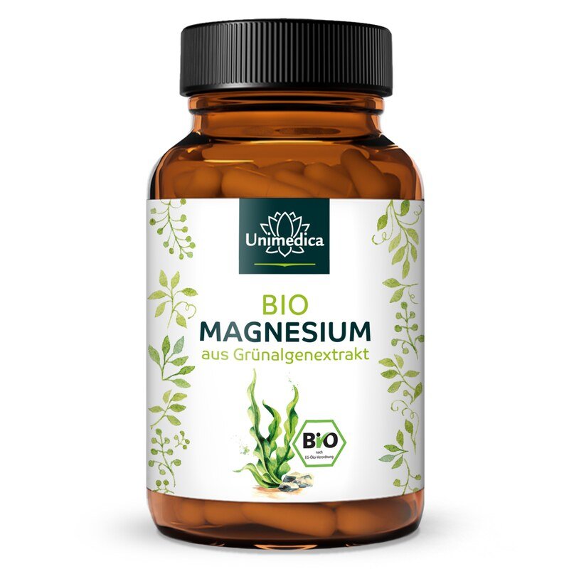Magnésium Bio  extrait d'algues vertes  375 mg par dose journalière (2 gélules)  90 gélules  par Unimedica