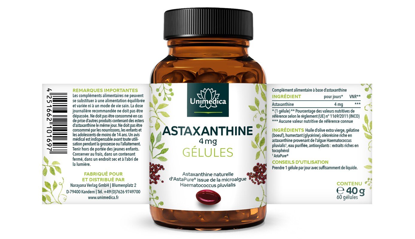 Lot de 2: Astaxanthine - AstaPure® - 2 x 60 capsules molles - par Unimedica
