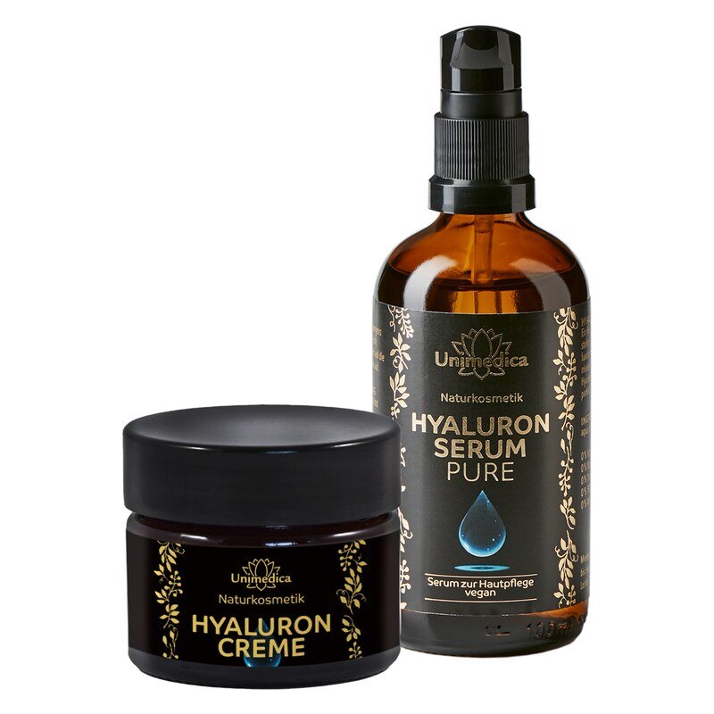Lot de 2: Sérum hyaluronique pur 100ml + Crème à l'acide hyaluronique 50 ml - par Unimedica