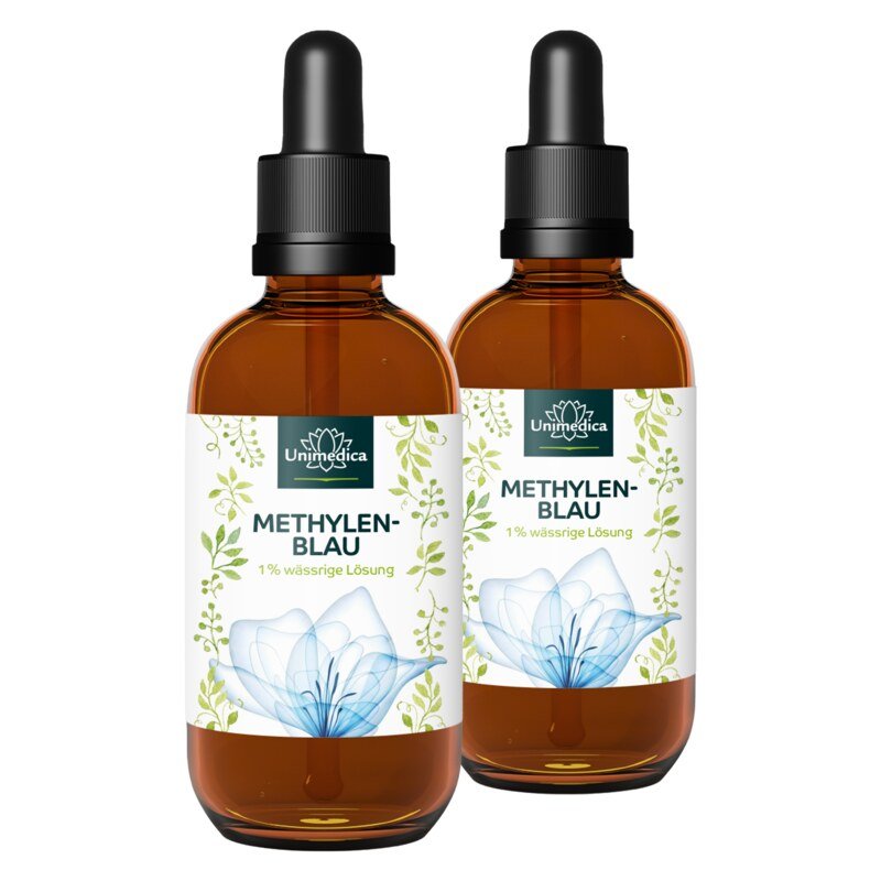 Lot de 2: Bleu de méthylène  solution aqueuse à 1 % - pureté de 99,8 %  - exempt de métaux lourds - 2 x 100 ml  par Unimedica