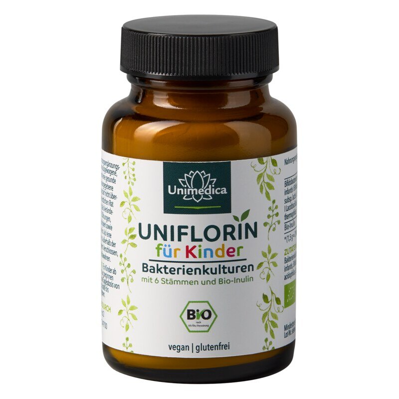 Uniflorin pour enfants  Cultures bactériennes avec 6 souches et de l'inuline BIO - 48 g de poudre - par Unimedica
