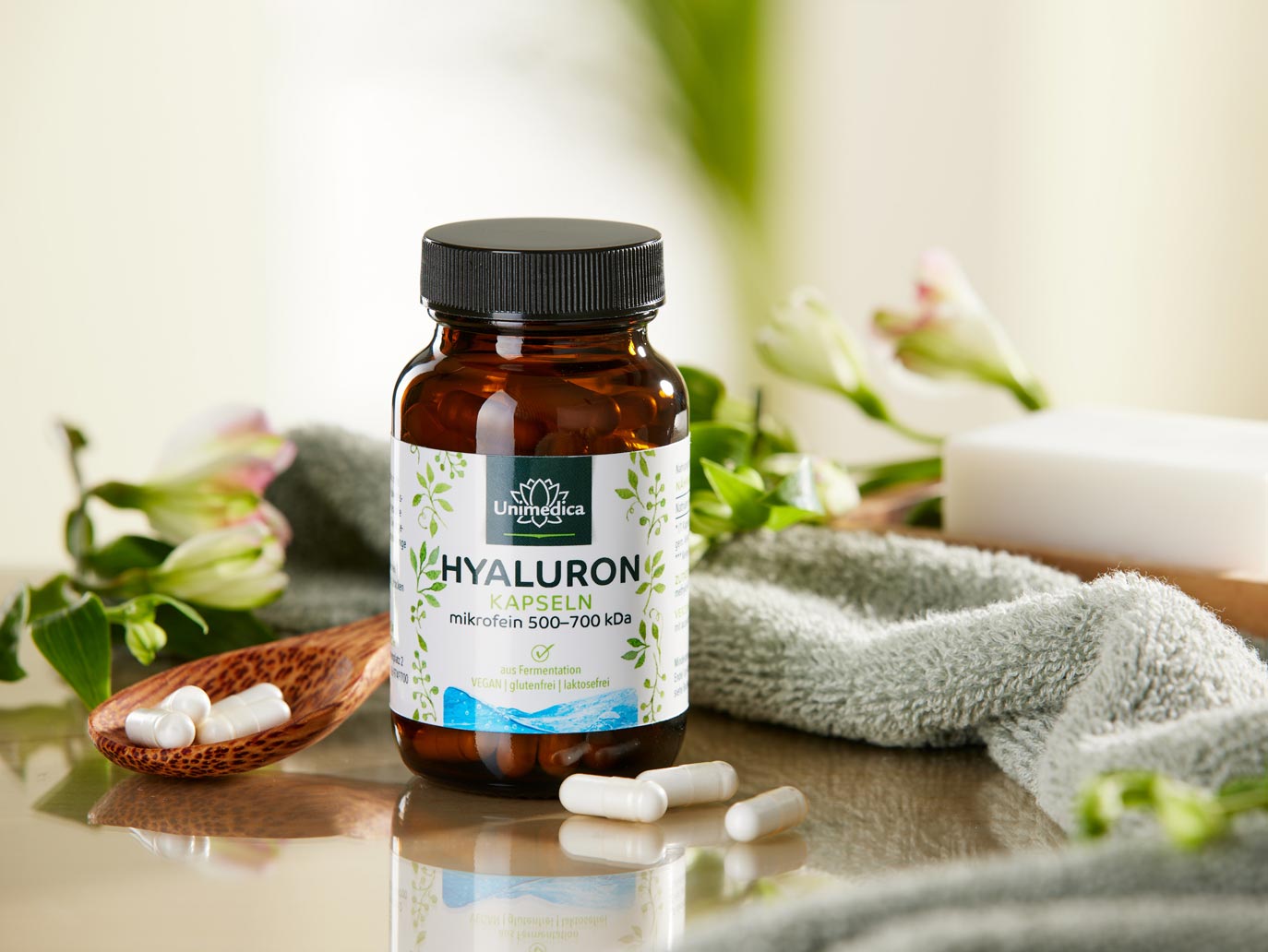 Hyaluron - Gélules d'acide hyaluronique microfin de 500 à 700 kDa  hautement dosé - Unimedica - 90 gélules