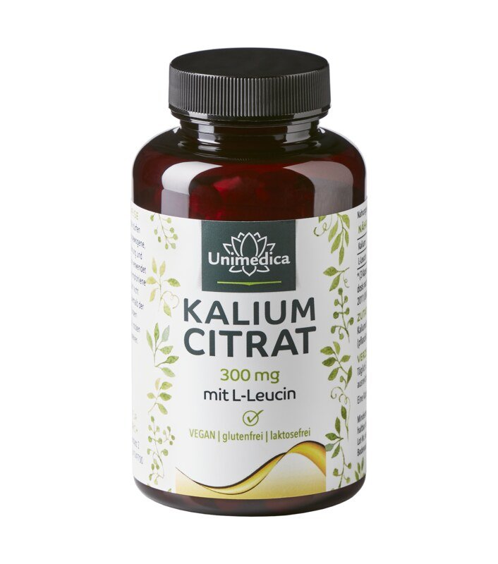 Citrate de potassium avec L-leucine - 900 mg par dose quotidienne (3 gélules) - 90 gélules - Unimedica