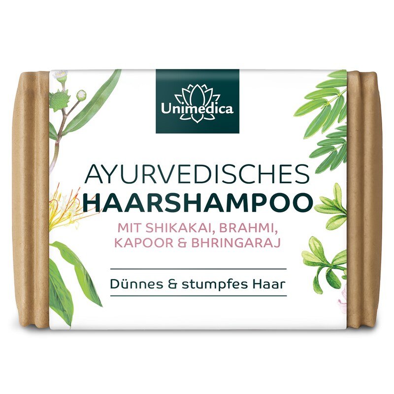Shampoing ayurvédique - avec 4 plantes médicinales ayurvédiques traditionnelles - pour cheveux fins et ternes - 100 g - par Unimedica