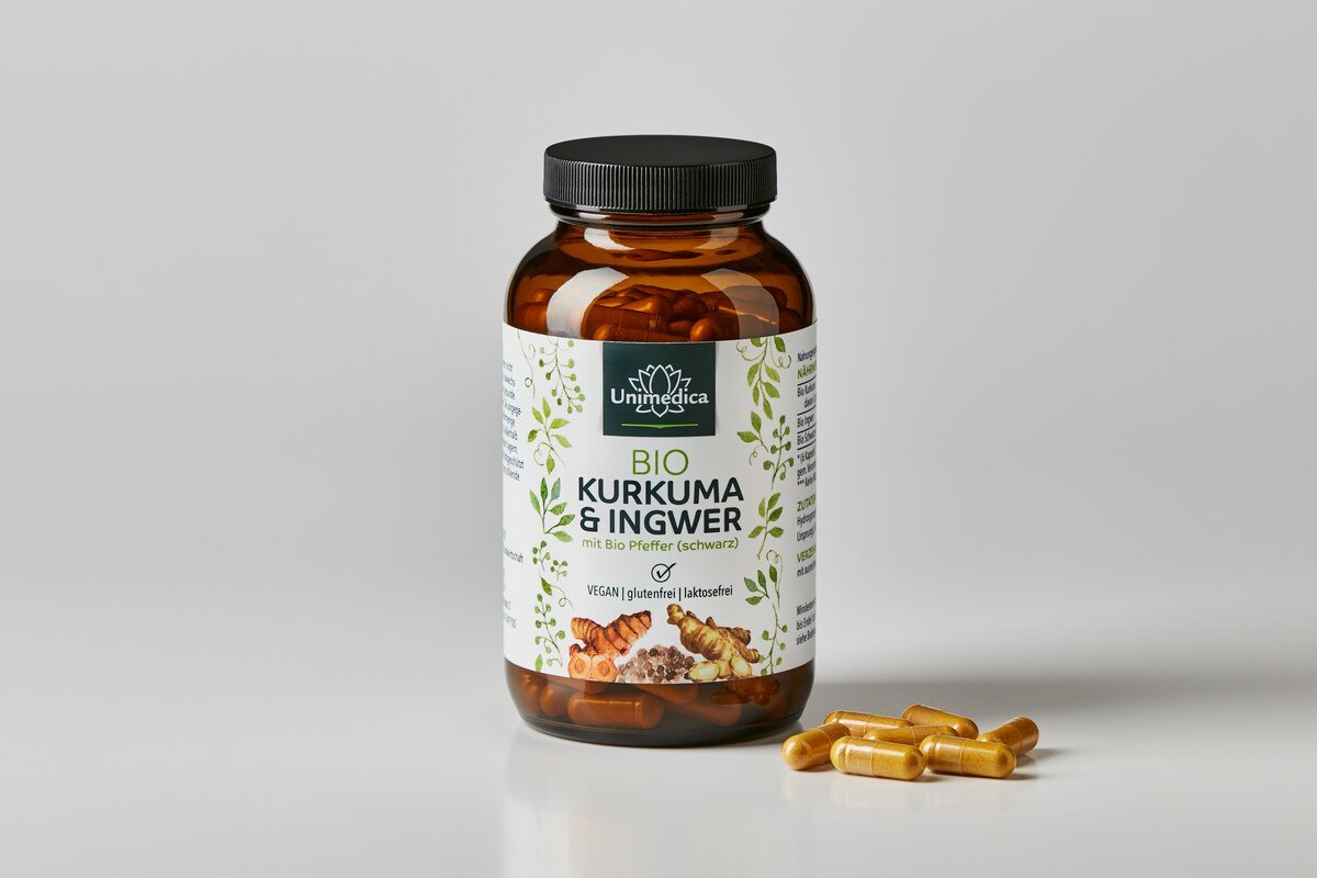 Curcuma et gingembre BIO au poivre (noir) BIO - 180 gélules - par Unimedica