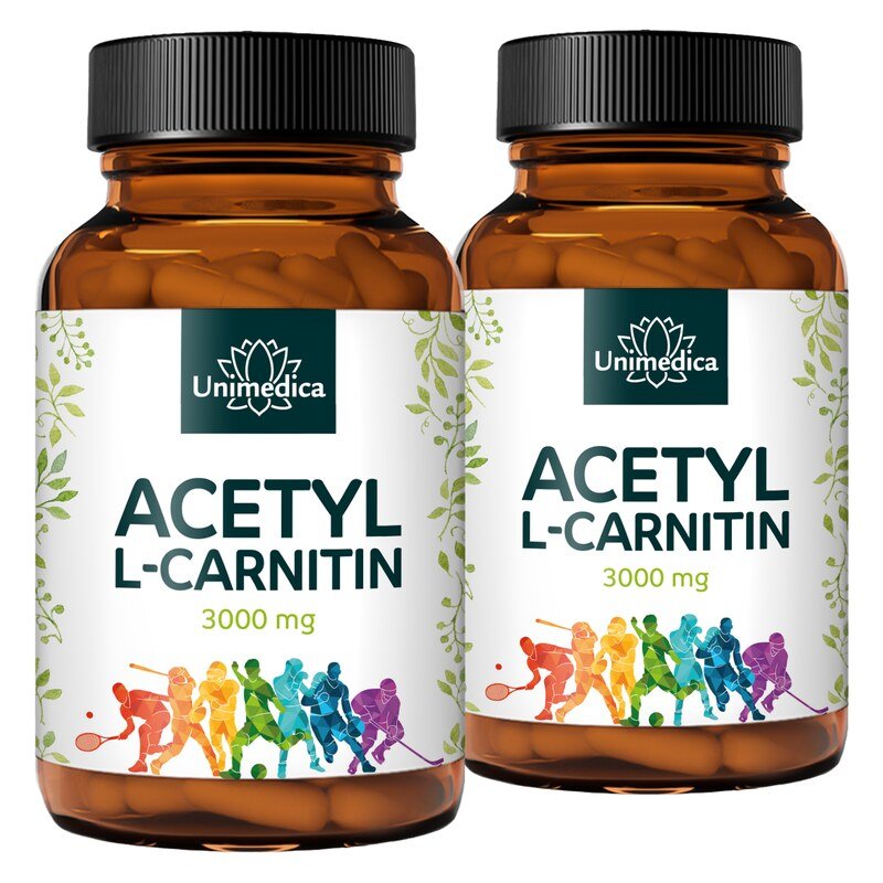 Lot de 2: Acétyl L-carnitine  3 000 mg - 2 x 250 gélules - par Unimedica