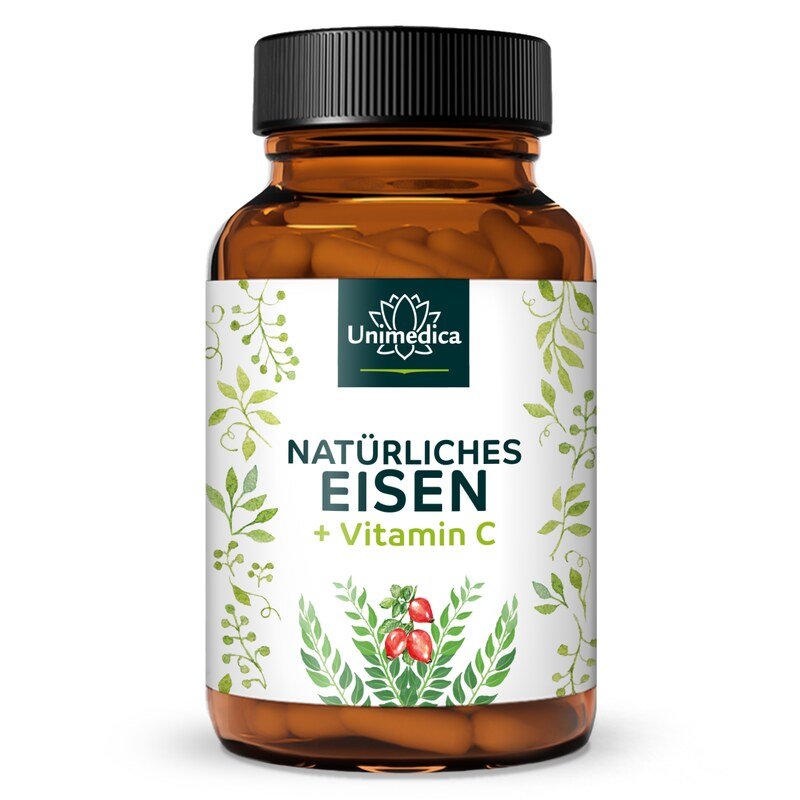 Fer naturel issu d'extrait de feuille de curry + vitamine C issue d'extrait de cynorrhodon - 28 mg de fer + 160 mg de vitamine C par dose journalière  180 gélules - par Unimedica