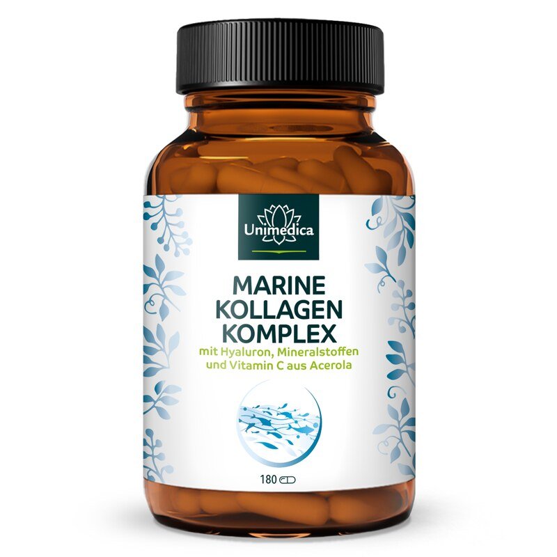 Complexe collagène marin - avec hyaluron, vitamines et minéraux - 180 gélules - par Unimedica
