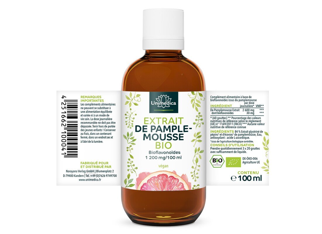 Lot de 2: Extrait de pamplemousse bio - 2 x 100 ml - Unimedica