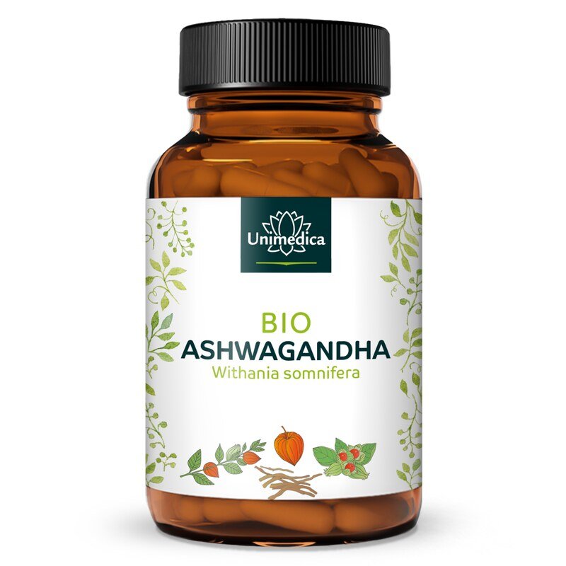 Ashwagandha BIO  1 800 mg par dose journalière (3 gélules)  hautement dosé - 180 gélules - par Unimedica